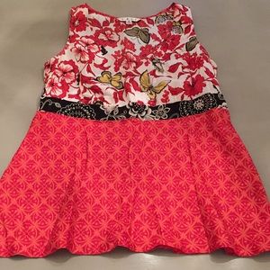 CAbi Silk Butterfly Floral Top Sleeveless Empire S